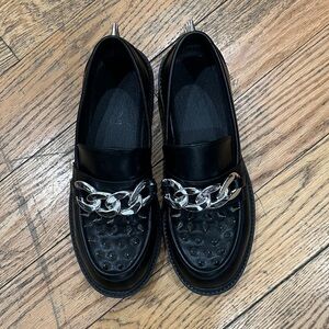 Zumiez Black Loafers with Silver Chain